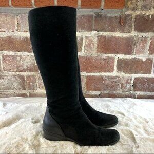 Aquatalia Black Suede Knee High Boots Small Heel Sz 5